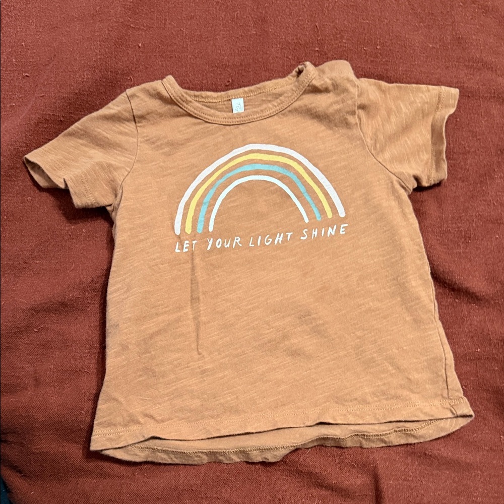 Rylee + Cru Brown Tee with Rainbow Design